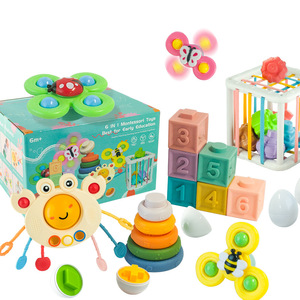 Ensemble de blocs de construction cognitifs pour l'éducation précoce des nourrissons, 6 en 1, jouets Montessori pour bébés de 6 mois et plus, avec fonctions d'empilage et de tri - Product Image 5