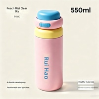 Thermos en acier inoxydable 316 à isolation sous vide 550 ml, bouteille d'eau portable anti-fuite avec poignée de transport pour la randonnée, les voyages en plein air