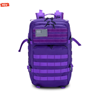 Sac à dos tactique antivol imperméable en Oxford 900D, faible MOQ, 45L, avec pochette Molle, pour assaut, camping, randonnée, doublure polyester, OEM
