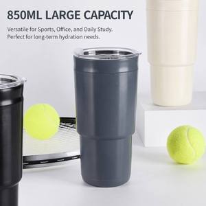 Vaso de Agua de Plástico de Gran Capacidad, Vaso Doble con Pajita, Simple, Libre de BPA, de PP, para Uso en Exteriores, Oficina, Coche - Product Image 3