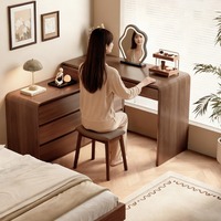 Nouveau modèle 2026 : Coiffeuse moderne en bois massif avec éclairage, combinaison de commodes et armoire de rangement de chevet pour chambre à coucher
