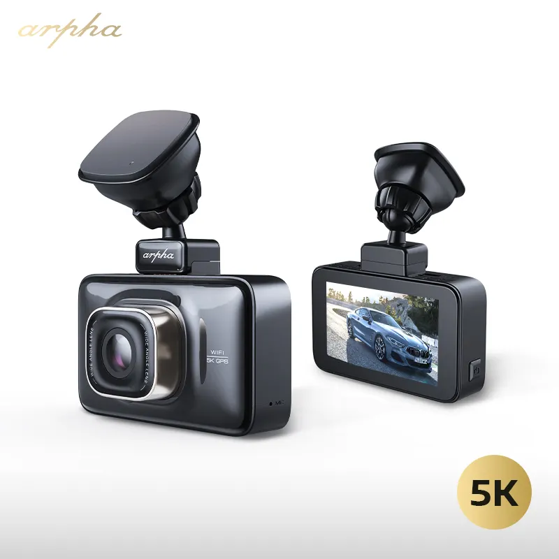 Arpha D25 5K Dashcam 3,0 "Pantalla táctil Wifi inalámbrico Cámaras de salpicadero Grabación en bucle Cámara de salpicadero DVR para coche