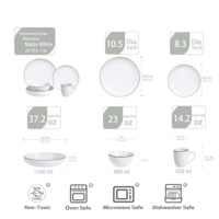 Ensemble de vaisselle en grès glaçure réactive blanche de forme nordique, approvisionnement d'usine, assiette à dîner, ensemble de bols à pâtes
