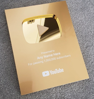 1 Botón de Play de YouTube Promocional, Placas de Aluminio de YouTube, Trofeos y Placas de YouTube al por Mayor