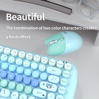Ensemble clavier et souris sans fil mini slim, compact et silencieux, clavier et souris sans fil 2,4 G, design mignon pour ordinateur de bureau Windows, ordinateur portable