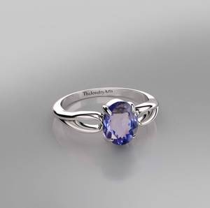 Bague vintage ovale en tanzanite, bague de créateur en pierre bleue, bague de mariage en argent sterling, bijou de mariage - Product Image 4