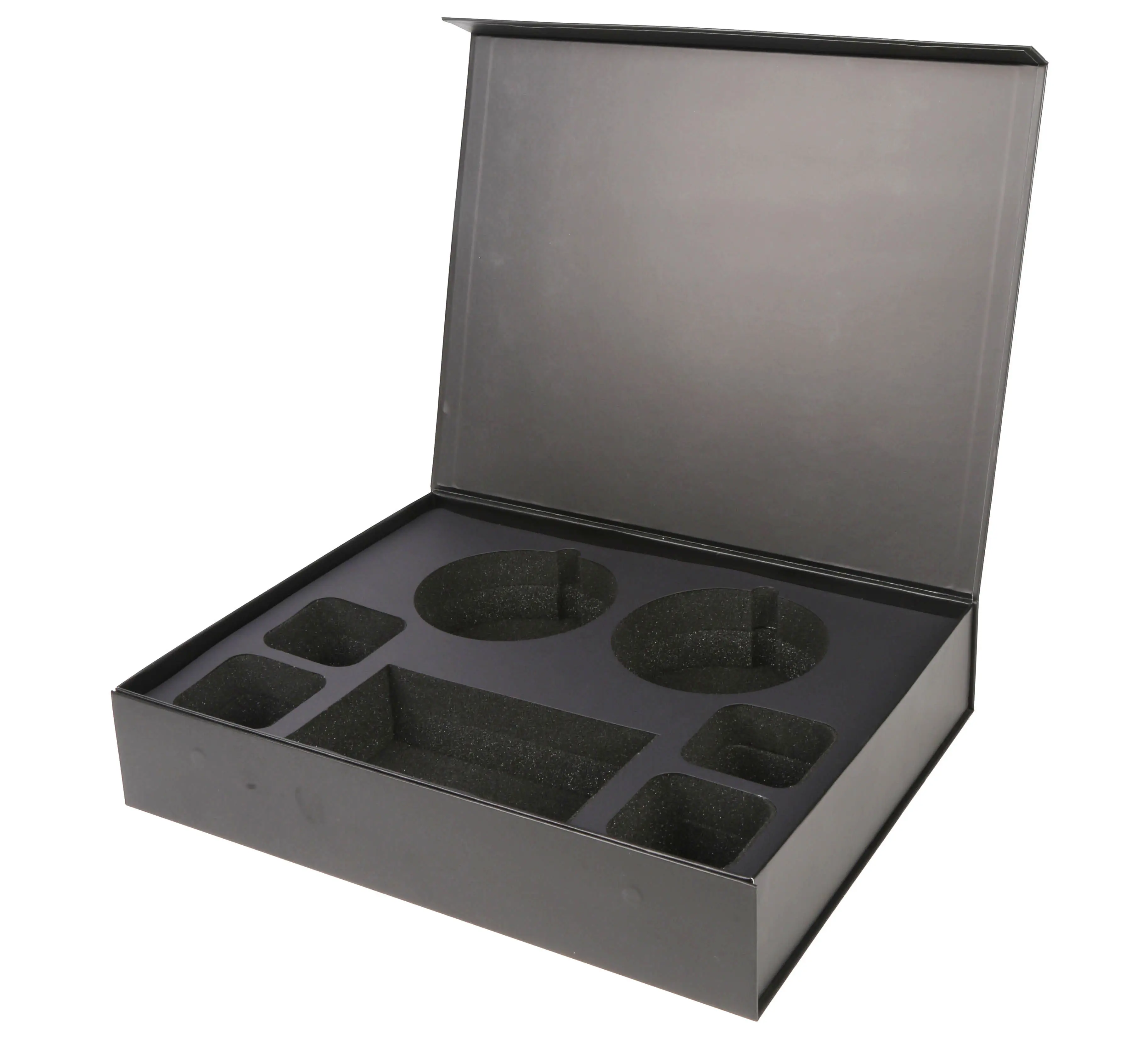 Big foam insert magnetic gift box black product paper box custom box with custom insert