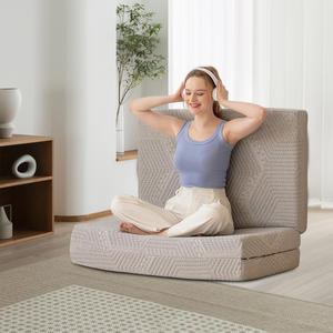 三つ折りメモリフォームマットレス<span class=keywords><strong>4</strong></span>インチクイーンツインフルサイズ折りたたみマットレス洗えるカバー付きポータブルゲストベッド - Product Image 2