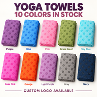 Serviette de yoga et de Pilates antidérapante, absorbante, en microfibre, lavable en machine, portable, motif fleur de prunier
