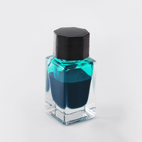 Logo personnalisé en gros 18 ml carré vide clair verre stylo bouteille d'encre stylo plume bouteille d'encre avec bouchon