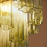 Lustre vintage italien en tube de verre de Murano vert