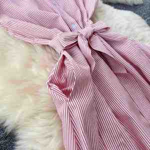 Túnica de Verano a Rayas, Tejida, Transpirable, Sostenible, Lavable, Antiarrugas, Corte en A, para Vestido Midi, sin Mangas, para Mujer - Product Image 5