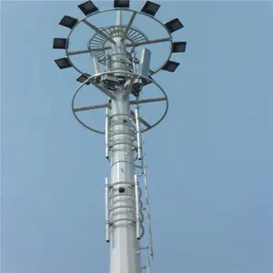 Self Supporting Ground Steel Pole Base Telecom Antenna Single Mast Communication Monopole Tower