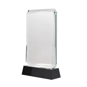 Factory Wholesale Cheap K9 Blank Crystal Trophy Award Custom Logo Glass Base Crystal Plaque Trophy