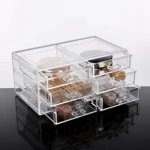 Wholesale High Quality Acrylic Makeup Countertop Jewelry Storage Display Case Organizer Storage With 4 Drawer For Bathroom