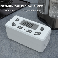 Minuteur numérique 24h/24 (2 pièces) avec affichage LCD, programmation marche/arrêt, prise unique, 15A, en ABS
