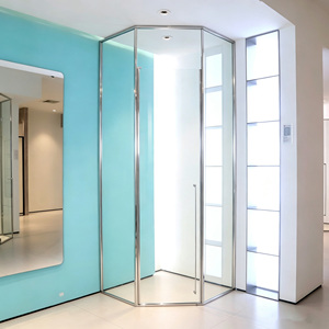 Puerta de <span class=keywords><strong>Ducha</strong></span> de Acero Inoxidable 304 con Acabado Cromado y Diamante, Puerta Corredera Pivotante de Vidrio para Baño - Product Image 1