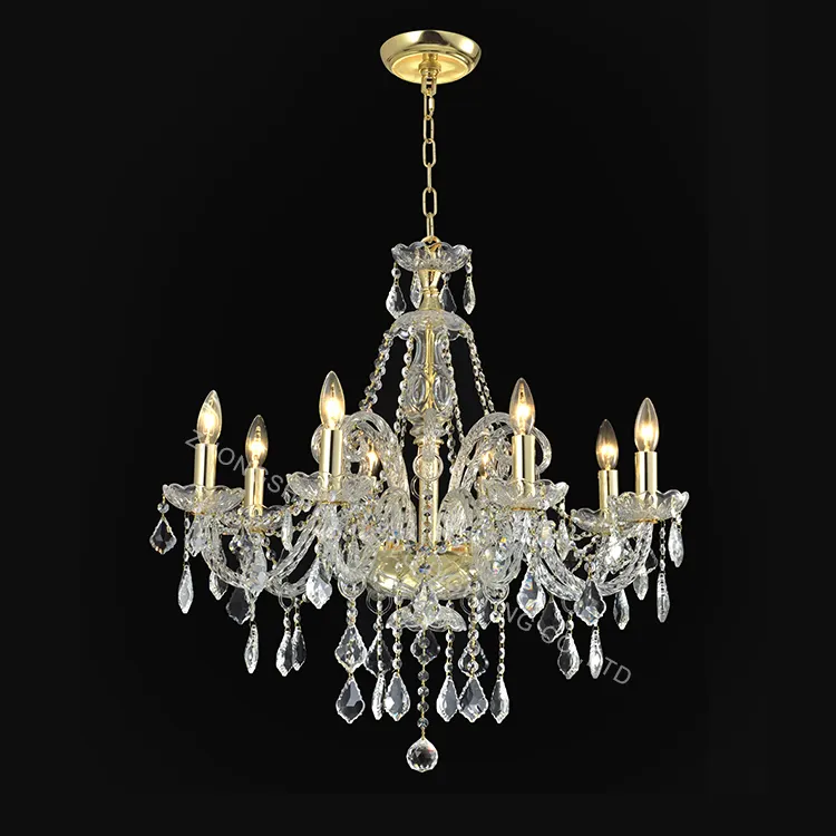 wholesale cheap european candle 8 head gold color wedding decorations crystal chandelier