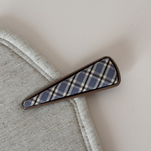 กิ๊บติดผมโลหะลายตารางเรขาคณิตประดับผ้า คลิปหนีบด้านข้าง เครื่องประดับผม - Product Image 2