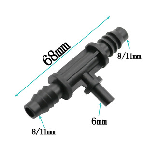 Conector en T de Plástico Negro para Tubo Capilar de 6mm, Extremo Plano, Accesorio de Riego por Goteo, Unión para Tubería de Agua - Product Image 3