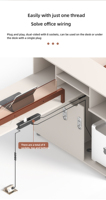 Estación de Trabajo de Oficina Moderna y Ecológica de Madera Sólida con Doble Pantalla, Modular para 2-8 Personas, Escritorio para Personal con Cajones Integrados para Archivos