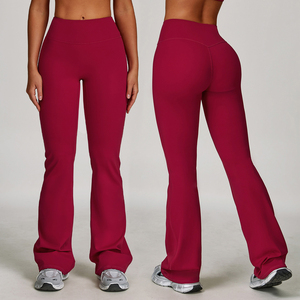 Pantalones de yoga acampanados de cintura media para mujer Pantalones de ejercicio para correr de invierno antibolitas frontales planos - Product Image 5
