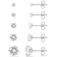 Pendientes de circonita de acero inoxidable de importación y exportación con múltiples especificaciones para hombres y mujeres, juego de pendientes brillantes
