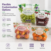 Sacs à poignée ventilés pour fruits, personnalisés par le fabricant, en CPP recyclable, de qualité alimentaire, pour emballage de raisins