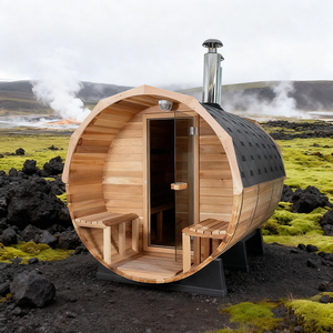 Sauna en bois de cèdre massif pour 2 à 6 personnes, fonction vapeur sèche, chauffé, en forme de baril, disponible au Canada - Product Image 6