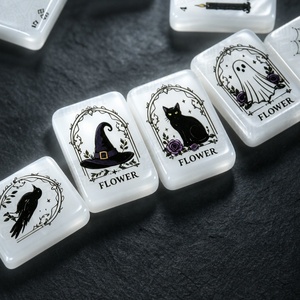 Mahjong américain à thème Halloween transfrontalier avec des tuiles en coquille de perle, tuiles de mahjong en acrylique européennes et américaines - Product Image 3