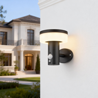 Lampes murales LED solaires extérieures pour la maison, étanches, en acier inoxydable, de forme ronde, avec capteur de mouvement, pour l'aménagement paysager