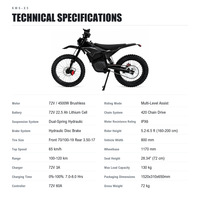 72V 4500W Enduro Motorcycle for Adult Riders, 100-120km Range Forest Trail Electric Dirt Bike with Dual Spring Suspension