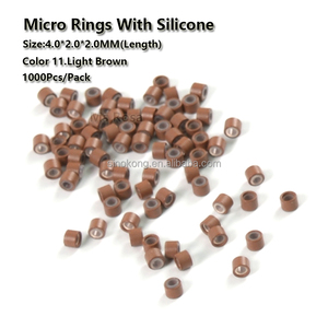 Vente en gros de perles <span class=keywords><strong>pour</strong></span> extensions de <span class=keywords><strong>cheveux</strong></span>, 4.0x2.0x3.0mm, anneaux doublés de silicone, micro link - Product Image 6