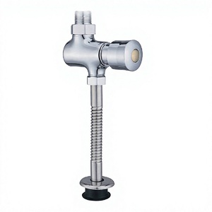 Robinet de chasse d'eau mural pour urinoir, à commande manuelle, à ouverture à pression avec temporisation, entrée d'eau supérieure, design moderne et minimaliste en cuivre - Product Image 3