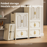 Armoire de Rangement Double Porte Pliable en Plastique à Étages Multiples pour Jouets d'Enfants et Vêtements de Maison
