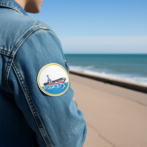 Patch Ilan 7x7 cm con disegno di nave ricamato termoadesivo - Product Image 3