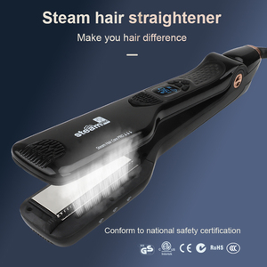 Chuyên Nghiệp LCD hiển thị hấp hơi salon <span class=keywords><strong>Titanium</strong></span> tóc ép tóc tóc thẳng hơi nước phẳng sắt với lược - Product Image 2