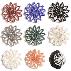 Perle <span class=keywords><strong>Chignon</strong></span> Couverture Élastique Crochet Maille Net avec Strass Accents Danse/Sport/Travail Cheveux Titulaire - Product Image 1