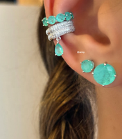 Boucles d'oreilles clipsables en argent S925, zircone rhodiée, faux piercing à clipser, multicolores, bijoux sans perçage pour la vente en gros au Brésil