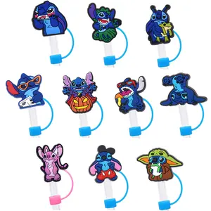 Mignon Stanely Cup 10mm Cartoon Stitch Pailles réutilisables toppers couverture paille topper couverture