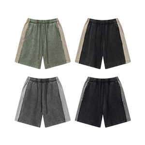 Pantalones cortos deportivos de algodón personalizados OEM con logotipo personalizado de dobladillo dividido, lavado con ácido, cordón - Product Image 2