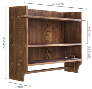 <span class=keywords><strong>Mensola</strong></span> Rustica in <span class=keywords><strong>Legno</strong></span> per <span class=keywords><strong>Bagno</strong></span> <span class=keywords><strong>con</strong></span> Portasciugamani e Portarotolo Multifunzionale da Parete - Product Image 4