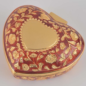 Boîte à bijoux de luxe en alliage d'aluminium en forme de cœur, boîtes à bijoux personnalisées, boîte en métal - Product Image 2