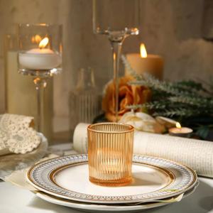 Wholesale Clear <strong>Small</strong> Cylinder Vertical Stripe Ribbed Glass <strong>Candle</strong> <strong>Holder</strong> Votive Wax Jar for Tealight Wedding Glass <strong>Candle</strong> Jars - Product Image 4