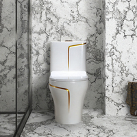 Ensemble WC et lavabo sur pied en céramique Chaozhou, design ligne or bronze, pour hôtels, WC moderne monobloc, OEM