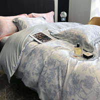 Parure de lit double moderne brodée en soie lavée de haute qualité, housse de couette et taies d'oreiller, 300 fils au pouce carré, certifiée OEKO-TEX