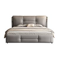 Lit Double King Size Moderne Minimaliste Style Italien en Cuir Véritable Rembourré pour Chambre Parentale
