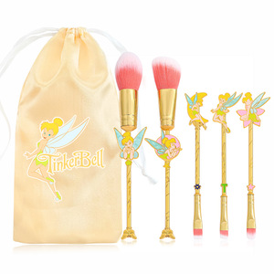 5pcs Set Kuas Makeup Vivid Tinker <span class=keywords><strong>Bell</strong></span> Kuas Makeup Emas Tinker <span class=keywords><strong>Bell</strong></span> yang Lucu Kuas Eyeshadow untuk Hadiah Anak Perempuan - Product Image 2