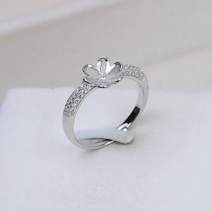 S925 Silver Open Mouth <b>Ring</b> for Women DIY Empty Tray Accessories with 9-10 Semi Finished 189 Living Mouth <b>Pearl</b> <b>Ring</b> - Product Image 2