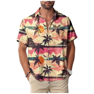 Ropa Flor Multicolor Manga corta Botón Abajo Camisas para hombre Casual Camisa elegante Hombres Botón Hawaiano Manga corta Playa - Product Image 1
